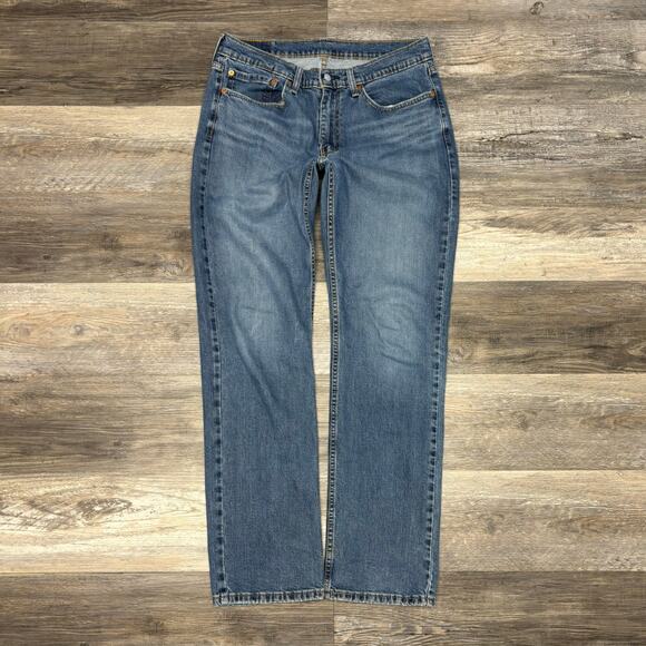 Levis 514 Mid Wash Blue 34x33 Straight Fit Stretch Faded Denim‎ Jeans Red Tab - Picture 1 of 13